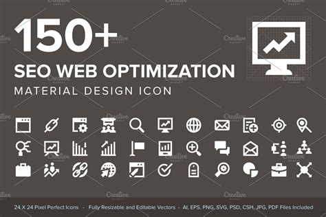 SEO网页优化图标素材 150+ SEO Web Optimization Icons - 云瑞设计