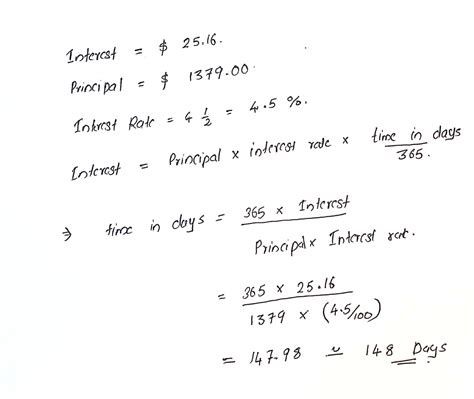 [Solved] Using the simple interest formula, determine the number of ...