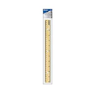 BAZIC Wooden Ruler 12" (30cm), Singel Metal Edge, Inches Centimeter ...
