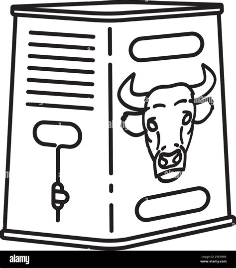 Can of Corned Beef with bull head drawing vector line icon for Corned ...