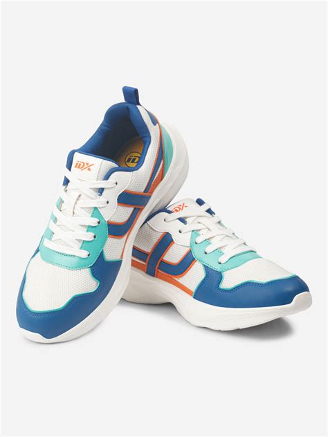 Buy Men's Colourblocked White Lace Up Sneakers (IX7129)