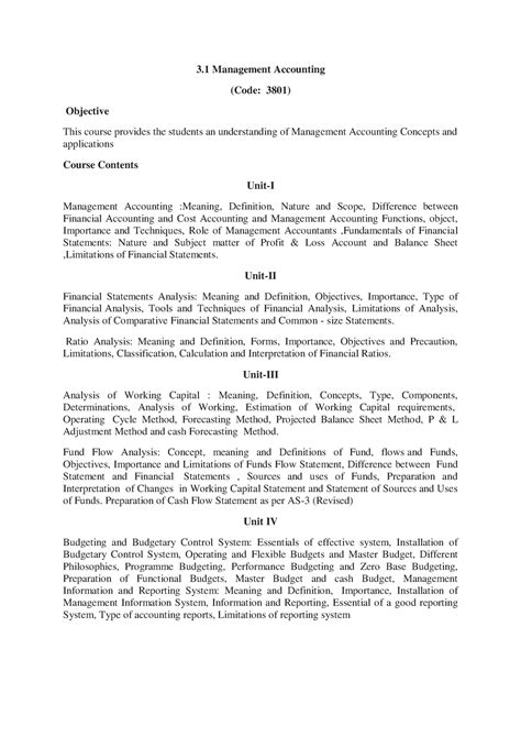 11632 Syllabus B.Com III Year Updated 24 - 3 Management Accounting ...