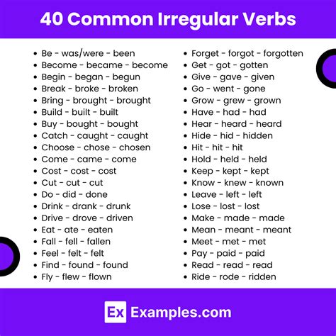 Image result for Irregular Verb Example