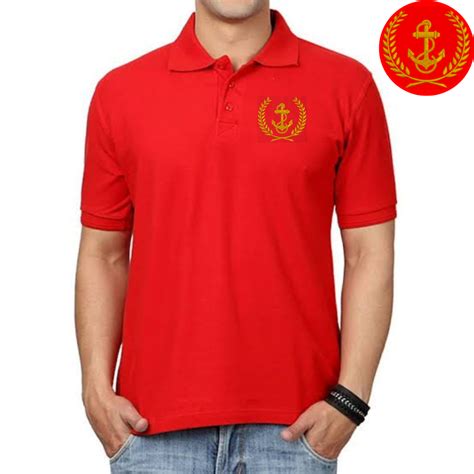 Merchant Navy Anchor Logo Embroidered Cotton Polo Neck T-shirt ...