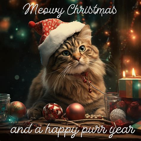 Christmas Cat Greeting Card Free Stock Photo - Public Domain Pictures