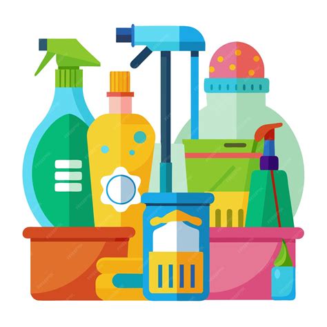 Cleaning products clip art and Vector Design With a White Background ...