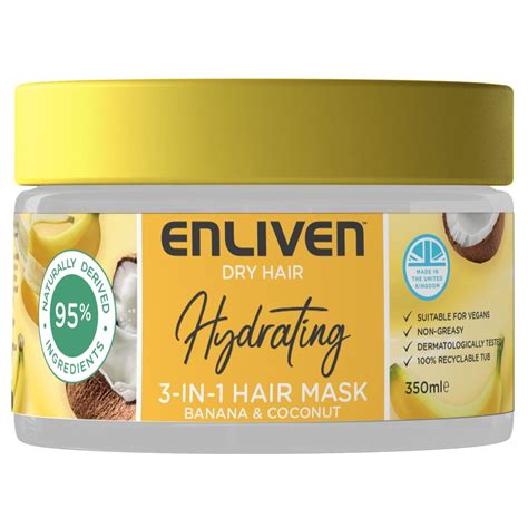 Enliven Dry Hair Hydrating 3-IN-1 Hair Mask Banana & Coconut | 350ml ...