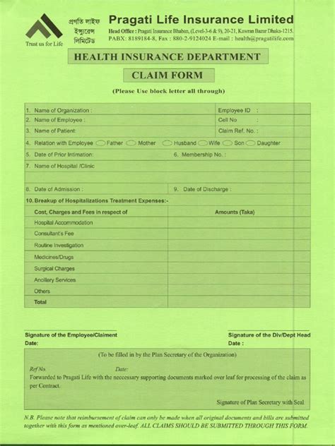 Image result for Sample Claim Form