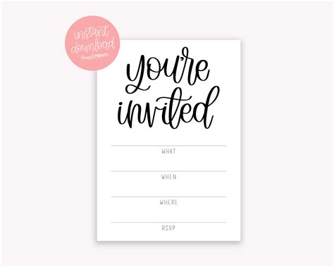 You're Invited Printable Invitations - Fill in the Blank Invitations ...