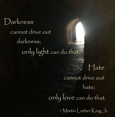 "Darkness cannot drive out darkness; only light can do that. Hate ...
