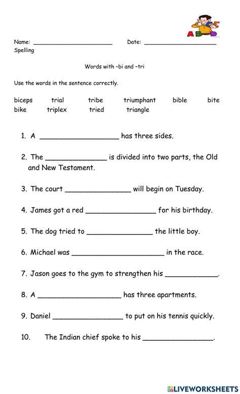 Words with -bi … | Free Interactive Worksheets | 2289909