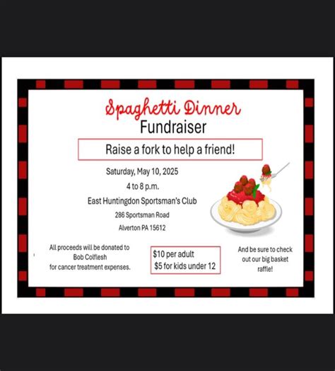 Spaghetti Dinner Fundraiser for Bob Colflesh , East Huntingdon ...