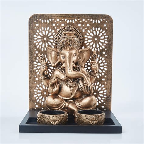 Buy Renaissance Polyresin Ganesha Figurine with T-Light Holders from ...