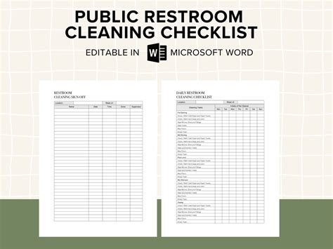 Commercial Bathroom Cleaning Checklist Template Bathroom Cleaning
