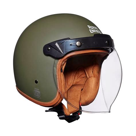 Royal Enfield Battle Green Open Face with Visor Helmet Size (L)60 CM ...
