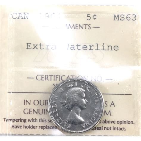 5-cent 1964 Extra Waterline ICCS MS63