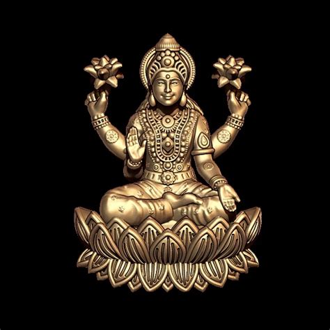 Dhanalaxmi Devi With Lotus 3D Model