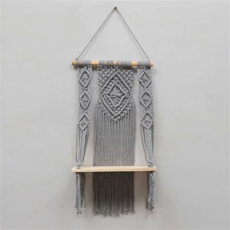 Buy HOMESAKE Solid Wood Macrame Wall Hanging Shelf from Homesake at ...