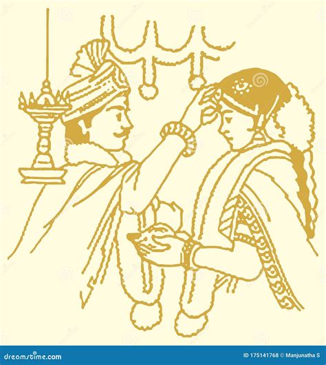 Design Element of Tamil Wedding and Invitation Card. Wear Bindi To Bride by Bridegroom during ...