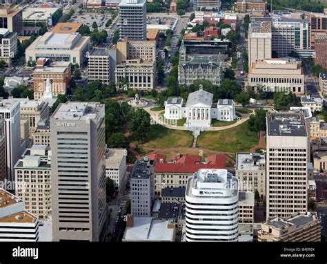 aerial above Virginia state capital, Richmond, VA Wachovia SunTrust downtown buildings Stock ...