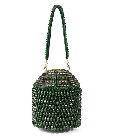 Diana Green Suede Embellished Bucket Bag – House of Kosha