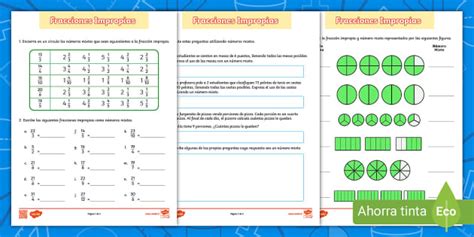 Guía de Trabajo Fracciones Impropias (teacher made)