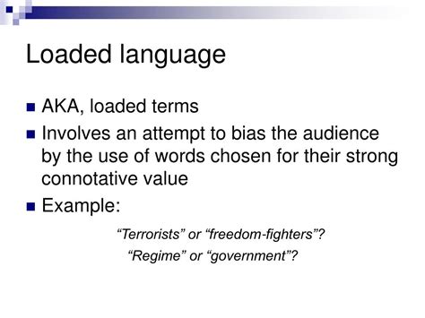 Image result for Loaded Words Fallacy Examples