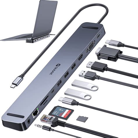 Hub USB C 11 in 1, Docking Station cu port USB C PD 100W, HDMI 4K si ...