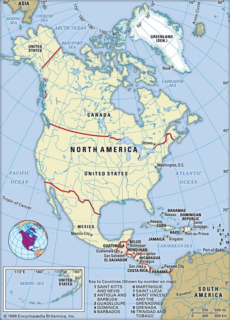 Countries In North America Map - Map Of Rose Bowl