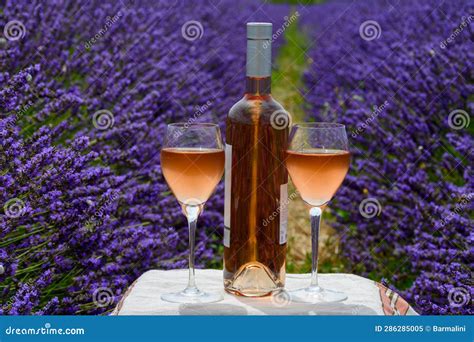 Summer in French Provence, Cold Gris Rose Wine from Cotes De Provence ...