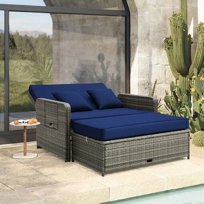 Patio Wicker Loveseat Sofa Rattan-Frame Patio Furniture at Lowes.com
