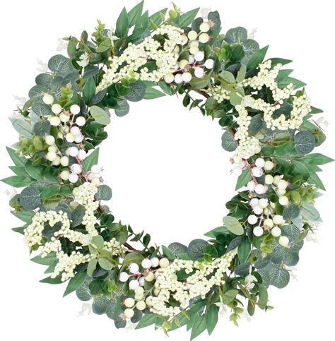 Eucalyptus Wreaths for Front Door, 18Inch Artificial Green Front Door ...