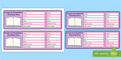 Book Week Plane Ticket Activity