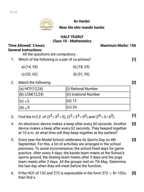 Image result for Math Question Paper