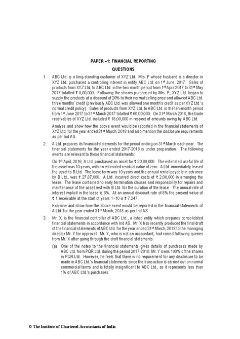 2018 Nov RTP - PAPER –1: FINANCIAL REPORTING QUESTIONS ABC Ltd. is a ...