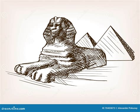 Egypt Sphinx Pyramid Sketch Vector Illustration Stock Illustration ...