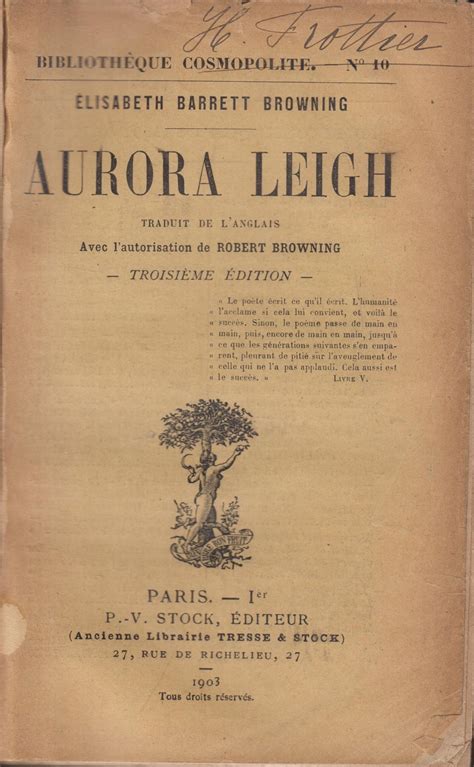 Aurora Leigh by BROWNING, ELIZABETH BARRETT.: Très bon Couverture rigide (1903) Edition ...