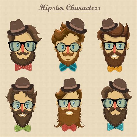 Hipster Characters, Vectors | GraphicRiver