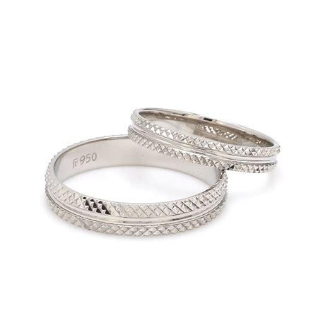 Jewelove™ Rings Textured Platinum Couple Rings JL PT 1111