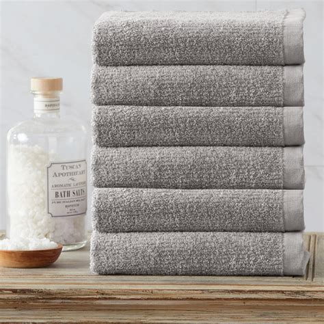NY Loft 6-Piece Mist Grey Cotton Quick Dry Hand Towel (Greenwich) at ...