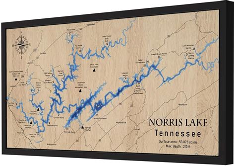 Amazon.com: Personalized 3D Norris Lake Wood Map - Lake Depth Map Art - 6-Layer Handcraft ...