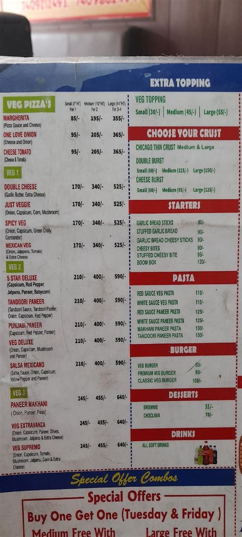 Menu at Pizza bites, Najibabad