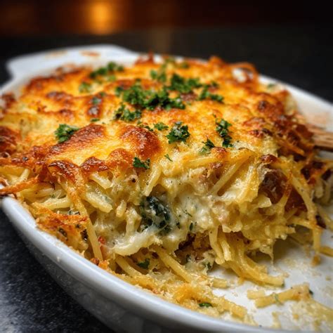 Easy Monterey Chicken Spaghetti Bake Recipe - Dishes by Me