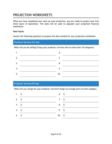 Financial Projection Worksheet 的图像结果