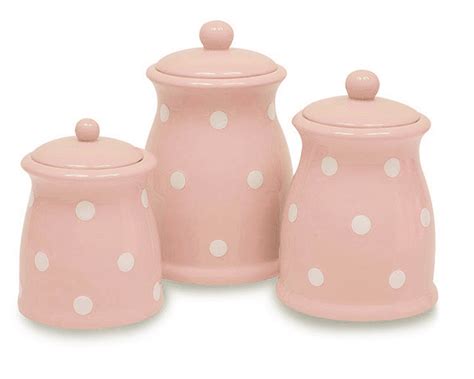 Buy Terramoto Ceramic 3-Piece Polka Dots Canister Set, Pink Online at ...