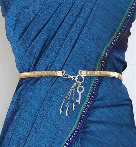 SYGA Women Metal Chain Angle Wings Buckle Stretchy Skinny Belt, Gold(F ...
