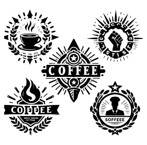 Coffee label set different logo badge emblem collection silhouette ...