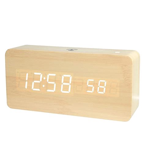 Buy THE MARS LED Digital Wooden Alarm Clock APP Control Time ...