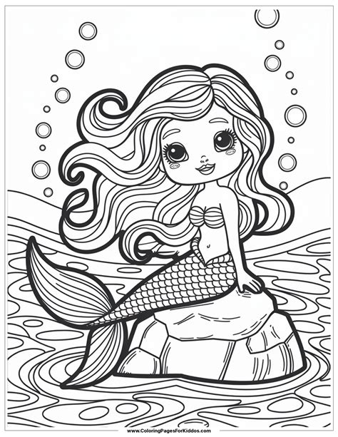 21 Adorable Kawaii Mermaid Coloring Pages