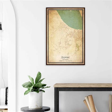 Vintage Dumai Indonesia Map Poster, Dumai City Road Wall Art Print - Custom Maps & Posters